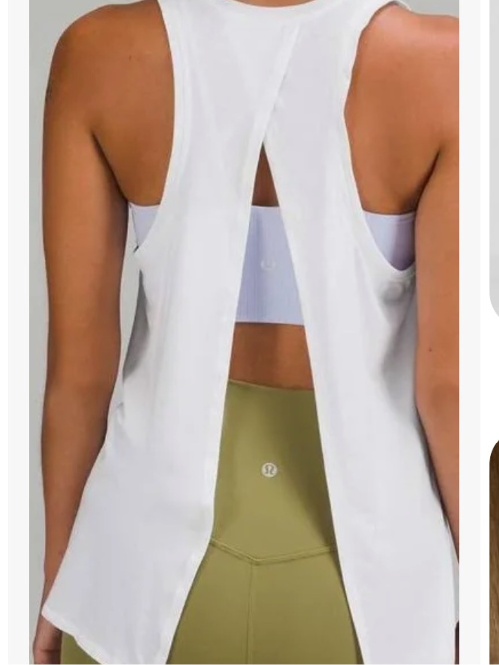 Lululemon White Crewneck Split Back Lightweight Athletic Tank Top Running Size 4
